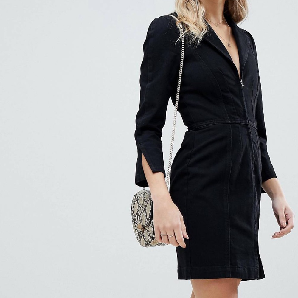 Denim blazer dress in washer black!